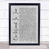 Whitney Houston One Moment In Time Rustic Script Grey Song Lyric Quote Print