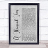 Stereophonics A Thousand Trees Rustic Script Grey Song Lyric Quote Print