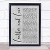Stevie Nicks Leather And Lace Rustic Script Grey Song Lyric Quote Print
