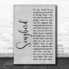 Eva Cassidy Grey Songbird Rustic Script Grey Song Lyric Quote Print