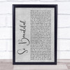 Darren Hayes So Beautiful Rustic Script Grey Song Lyric Quote Print