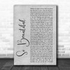 Darren Hayes So Beautiful Rustic Script Grey Song Lyric Quote Print