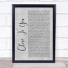 Maxi Priest Close To You Rustic Script Grey Song Lyric Quote Print