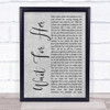 Wait For Her Rustic Script Grey Song Lyric Print