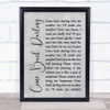 UB40 Come Back Darling Rustic Script Grey Song Lyric Print