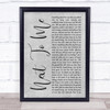 Imagine Dragons Next To Me Rustic Script Grey Song Lyric Quote Print