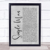 Lynyrd Skynyrd Simple Man Rustic Script Grey Song Lyric Quote Print