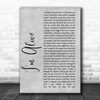 Kasey Chambers I'm Alive Rustic Script Grey Song Lyric Quote Print