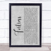 Queens of the Stone Age Fortress Rustic Script Grey Song Lyric Quote Print