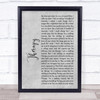 All Time Low Therapy Rustic Script Grey Song Lyric Quote Print