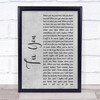 Coldplay Fix You Rustic Script Grey Song Lyric Quote Print