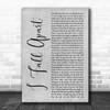 Post Malone I Fall Apart Grey Rustic Script Song Lyric Print