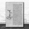 Lonestar Amazed Rustic Script Grey Song Lyric Quote Print