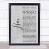 Enrique Iglesias Hero Rustic Script Grey Song Lyric Quote Print