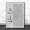 Loyle Carner & Jean Coyle-Larner Dear Ben Rustic Script Grey Song Lyric Print