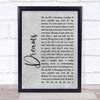 The Cranberries Dreams Rustic Script Grey Song Lyric Quote Print