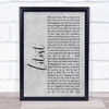 X Ambassadors Litost Rustic Script Grey Song Lyric Print