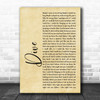 Ed Sheeran Dive Rustic Script Song Lyric Print