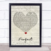 Pink Perfect (Clean Edition) Script Heart Song Lyric Print