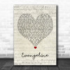 Turnpike Troubadours Evangeline Script Heart Song Lyric Print