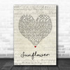 Post Malone & Swae Lee Sunflower Script Heart Song Lyric Print