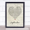 Earth, Wind And Fire September Script Heart Song Lyric Print
