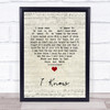 Perry Como I Know Script Heart Song Lyric Print