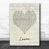 The Hunna Lover Script Heart Song Lyric Print