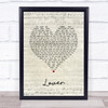 The Hunna Lover Script Heart Song Lyric Print