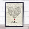 Bodeans Naked Script Heart Song Lyric Print