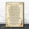 Bob Dylan Bob Dylan's Dream Vintage Guitar Song Lyric Print