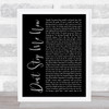 Queen Don't Stop Me Now Black Script Song Lyric Music Wall Art Print