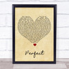 Pink Perfect (Clean Edition) Vintage Heart Song Lyric Print