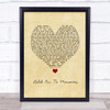 Disturbed Hold On To Memories Vintage Heart Song Lyric Print