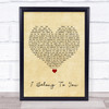 Lenny Kravitz I Belong To You Vintage Heart Song Lyric Print