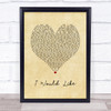 Zara Larsson I Would Like Vintage Heart Song Lyric Print