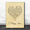 Incubus I Miss You Vintage Heart Song Lyric Print