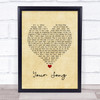 Ellie Goulding Your Song Vintage Heart Song Lyric Print