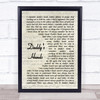 Holly Dunn Daddy's Hands Vintage Script Song Lyric Print