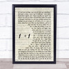 Beyoncé 1+1 Vintage Script Song Lyric Print