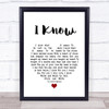 Perry Como I Know White Heart Song Lyric Print