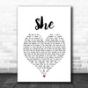 Charles Aznavour She White Heart Song Lyric Print