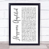 Above & Beyond Happiness Amplified White Script Song Lyric Print