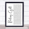 Our Hollow, Our Home Parting Gift White Script Song Lyric Print