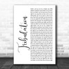 Matt Maeson Tribulation White Script Song Lyric Print