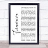 Whitesnake Forevermore White Script Song Lyric Print