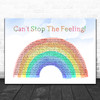 Justin Timberlake Can't Stop The Feeling Watercolour Rainbow & Clouds Song Lyric Quote Music Print