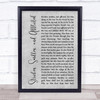 Thomas Kelly Stricken, Smitten, and Afflicted Grey Rustic Script Song Lyric Quote Music Print