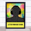 Dan Le Sac vs Scroobius Pip Letter From God To Man Multicolour Man Headphones Song Lyric Quote Music Print