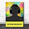Oasis Stop Crying Your Heart Out Multicolour Man Headphones Song Lyric Quote Music Print